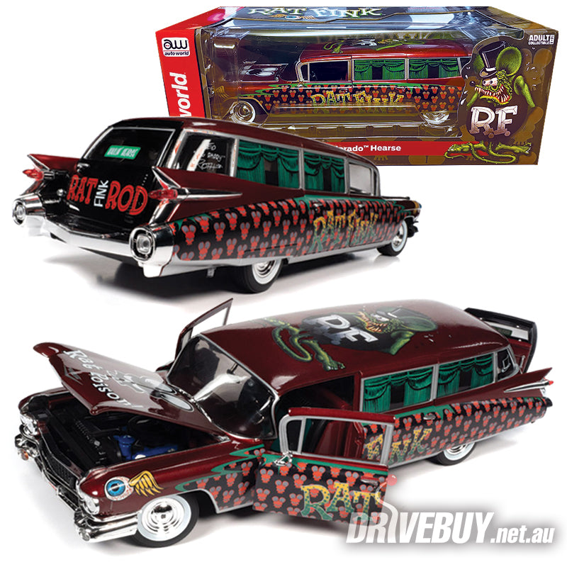 AUTOWORLD 1959 CADILLAC ELDORADO HEARSE RAT FINK 1/18| DriveBuy