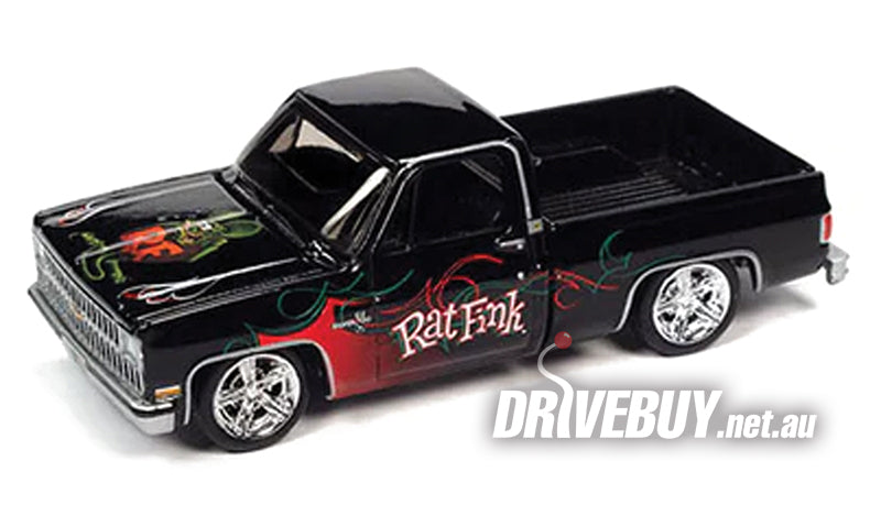 MIJO EXCLUSIVE AUTOWORLD RAT FINK 1981 CHEVY SILVERADO PICKUP 1/64