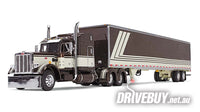 
              DCP by First Gear Brown/Cream Peterbilt Model 359 With 63" Mid-Roof Sleeper & 53' Utility Trailer 1/64
            