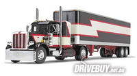 
              DCP by First Gear Black/Cream/Red Peterbilt Model 359 With 36" Flat Top Sleeper & 40' Vintage Trailer 1/64
            