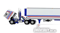 
              DCP by First Gear Bicentennial Patriot Peterbilt Model 352 COE 86" Sleeper & 40' Vintage Trailer With Reefer 1/64
            