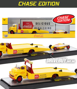 M2 Machines **CHASE** Coca-Cola 1958 Dodge COE Ramp Truck & Belly Tanker 1/64