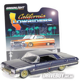 Greenlight California Lowriders 1963 Chevy Impala Coupe in Blue 1/64