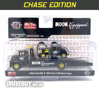 
              M2 Machines **CHASE** Moon Equipped 1956 Ford COE & 1932 Ford 3W Coupe in Satin Black 1/64
            