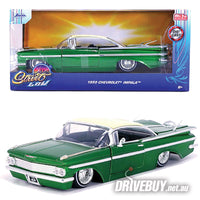 
              Jada Street Low 1959 Chevy Impala Green/Cream Wire Wheels 1/24
            