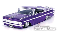 
              Jada Street Low 1959 Chevy Impala Purple Wire Wheels 1/24
            