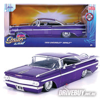 
              Jada Street Low 1959 Chevy Impala Purple Wire Wheels 1/24
            