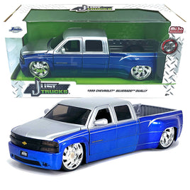 JADA Just Trucks 1999 Chevy Silverado Dually Blue w/ KMC Wheels 1/24