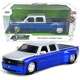 JADA Just Trucks 1999 Chevy Silverado Dually Blue w/ Stock Wheels 1/24