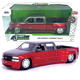 JADA Just Trucks 1999 Chevy Silverado Dually Red w/ Stock Wheels 1/24