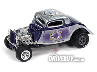 
              Johnny Lightning 1934 Crower Cams Ford Coupe Purple w/ Metal Tin 1/64
            