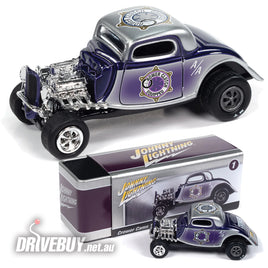 Johnny Lightning 1934 Crower Cams Ford Coupe Purple w/ Metal Tin 1/64