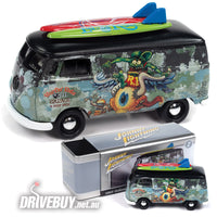 
              Johnny Lightning 1965 Rat Fink VW Kombi Transporter Blue/Black w/ Metal Tin 1/64
            