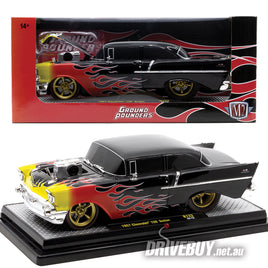 M2 Machines 1957 Chevy 150 Black w/Flames Fuel Injected 1/24