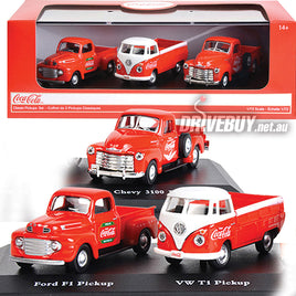 Motor City Classics Coca-Cola Classic Pickup Set - Ford / VW / Chevy 1/72