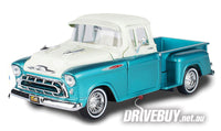 
              MotorMax Get Low 1957 Chevy Stepside Pickup Turquoise/White 1/24
            