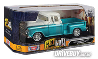 
              MotorMax Get Low 1957 Chevy Stepside Pickup Turquoise/White 1/24
            