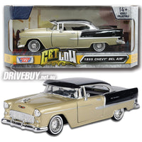 
              MotorMax Get Low 1955 Chevrolet Bel Air Hardtop Coupe in Gold & Black 1/24
            