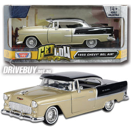 MotorMax Get Low 1955 Chevrolet Bel Air Hardtop Coupe in Gold & Black 1/24