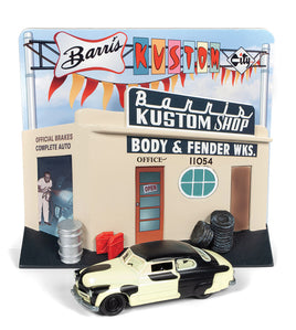 Johnny Lightning Barris Kustom Shop & 1949 Mercury Diorama 1/64