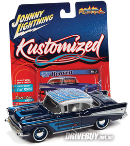 Johnny Lightning Kustomized 1957 Chevy in Blue Metallic 1/64